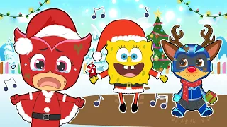FIVE BABIES 🎄 Christmas with Owlette, Chase, SpongeBob, Bluey & Luigi
