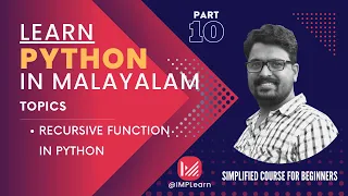 Recursive function in Python Learn Python in Malayalam Lecture 10