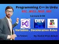 Lecture Variables and its naming rules in urdu Programming C