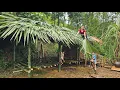 Download Lagu Build a bamboo house with a thatched roof and spread bamboo beams in preparation for the floor.