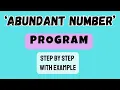 Abundant Number Program Step by Step Beginner Friendly