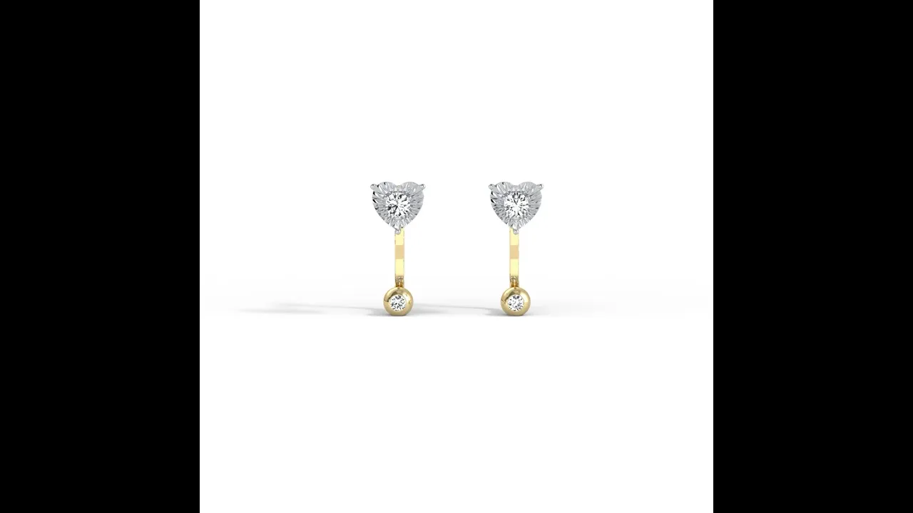 2-in-1 Convertible Heart Lab-Grown Diamond Stud & Drop Earrings in Sterling Silver
