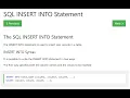 Database Insert and Update query on W3 Schools