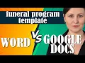 Funeral Program Template - Word vs Google Docs