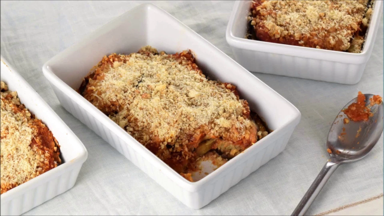 Aubergine, Tomato & Parmesan Oaty Bake Recipe (Ad)