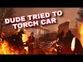 HE TRIED TO TORCH THE CAR SMH REPO