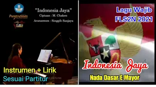 Download INSTRUMEN + LIRIK (SESUAI PARTITUR) - INDONESIA JAYA - NADA DASAR E MAYOR - LAGU WAJIB FLS2N 2021 MP3