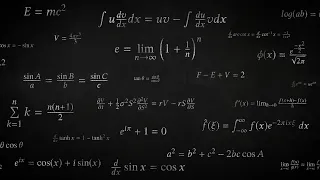 Math Formula Science Equation Symbols Written on Chalkboard Moving 4K Motion Wallpaper Background