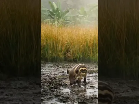 Rare Footage! Piglet rides a Rhino, Tiger gets launched into the air. #wildlife #tiger #animals