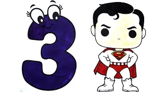 π΄π΄ How to Draw & Color super heroes marvel - Superman cute - number 3