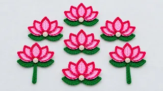 Crochet Lotus Flower || क्रोशिये से कमल का फूल बनाएं || Lotus Flower Tutorial