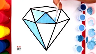 Cómo DIBUJAR y PINTAR un DIAMANTE Fácil 💎 | How to DRAW & PAINT a DIAMOND Easy