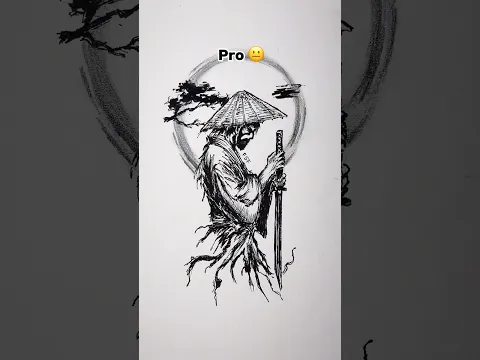 Drawing Samurai Noob vs Pro #shorts #art #samurai #drawing