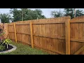 Fence Stain result - Olympic Stain and Sealer transparent in Harvest Gold Showing off the color