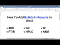 How To Add Bullets In Resume In Word