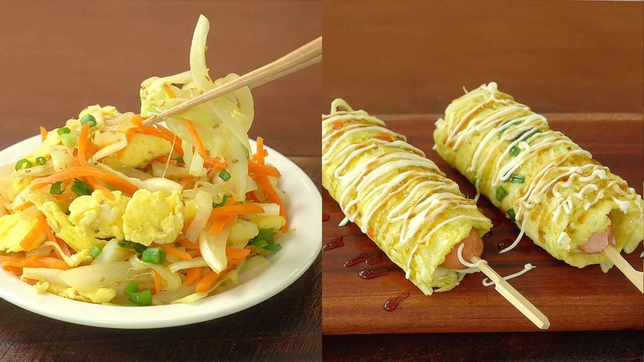 양배추 잡채 & 양배추 오코노미 핫도그