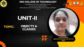 objects and classes OOPS IN JAVA SNS Institutions