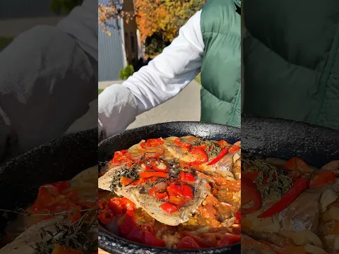 Треска на овощной подушке на огоньке🔥🔥🔥 Классическая классика рыбного произведения, натюрморт!)))