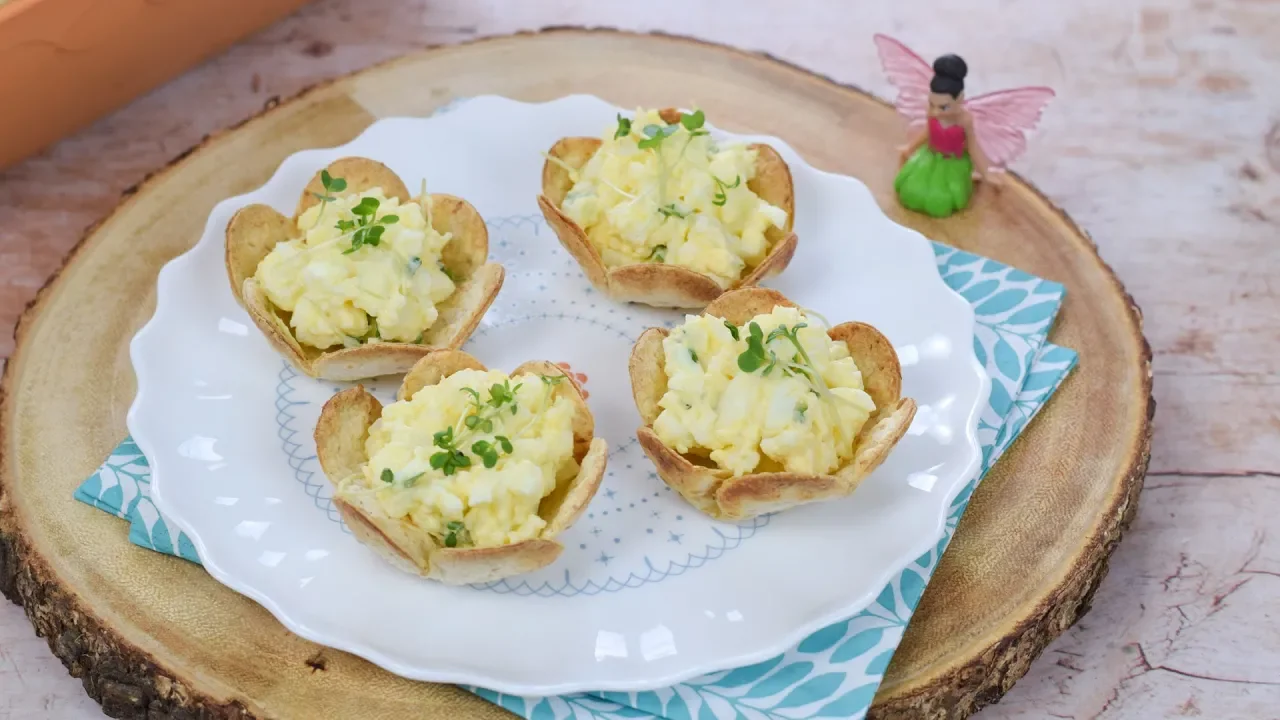 Egg & Cress Tortilla Cups Recipe with Fairy Kitchen Garden (Ad)