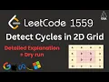Detect Cycles in 2D Grid LeetCode 1559 Graph BFS Intuition Explained