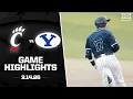 Cincinnati vs BYU Highlights 3 14 26 2026 Big 12 Baseball
