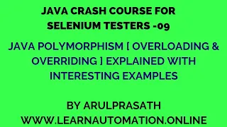 Java Crash course 09 Java Polymorphism Explained Tamil Java for Automation
