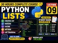 Python Lists Tutorial Lecture 9 List Methods Indexing Slicing Student Marks Manager