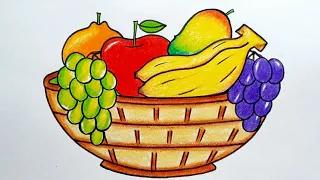 how to draw fruit basket easy step by step fruit bowl drawing fruit basket drawing