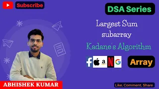 Maximum Largest Subarray Sum Leetcode Kadane s Algorithm Brute-Optimal CPP Hindi
