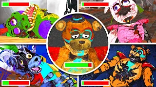 fnaf security breach all deaths with healthbars in bright mode