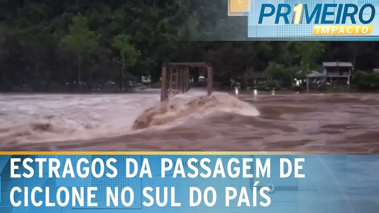 Ciclone no Sul: prefeitura no RS pede que moradores subam no telhado | Primeiro Impacto (05/09/23)