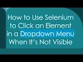 How to Use Selenium to Click an Element in a Dropdown Menu When It s Not Visible