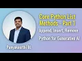 Core Python List Methods for Beginners - Append Insert Remove Explained Python for Generative AI