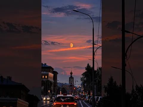The Moon Aligned Perfectly with the Church Spire #streetphotography