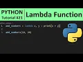 Python Tutorial - Anonymous or Lambda Function in Python Programming