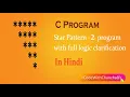 Star pattern 2 in C IN HINDI Star pattern program in C with complete logic clarification