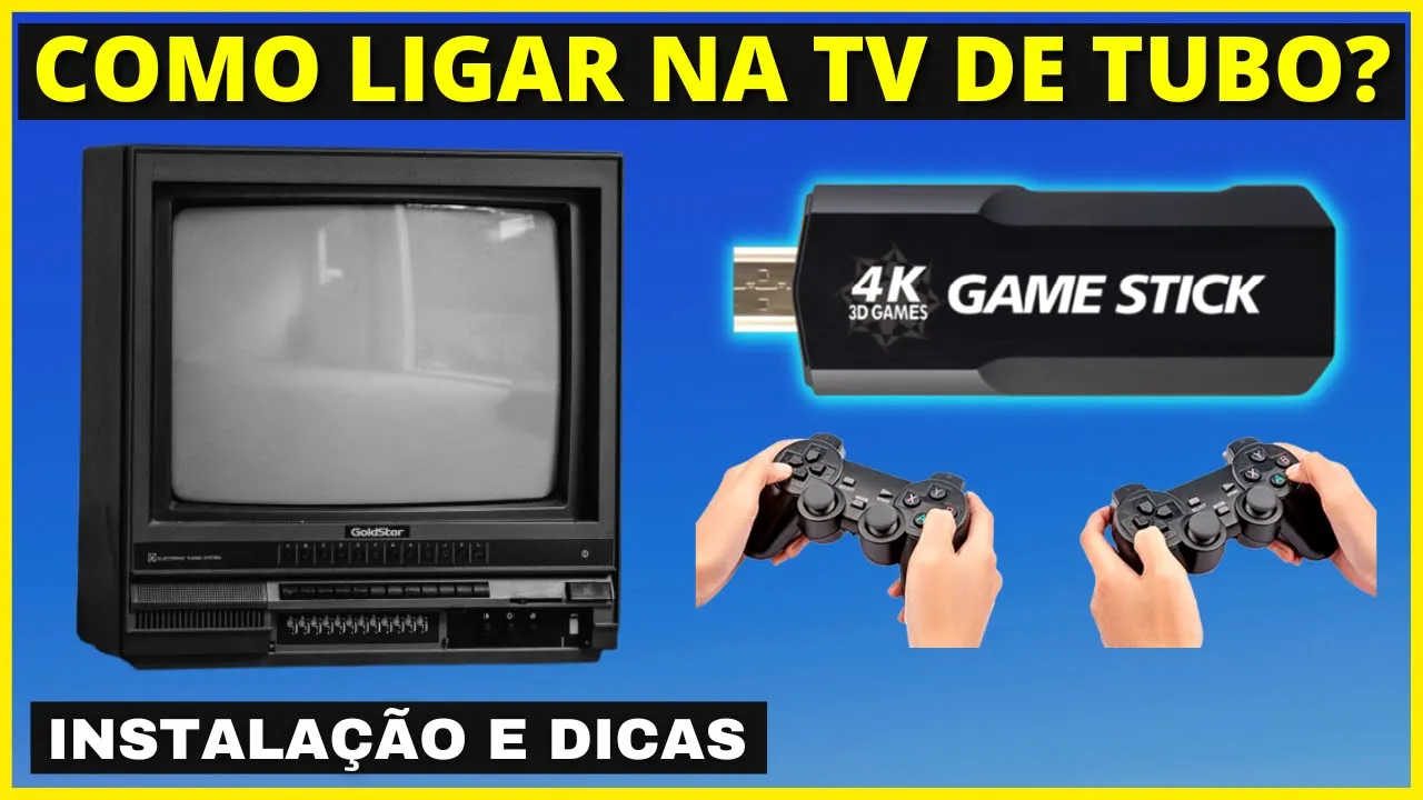 Como Ligar o Game Stick 4K Facilmente na TV de Tubo com Adaptador HDMI2AV