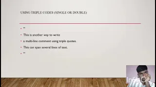 COMMENTS IN PYTHON LIKE SINGLE LINE COMMENTS MULTI LINE COMMENTS DOCSTRINGS