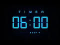 6 Minute Countdown Timer Digital Blue Clock with Beeps