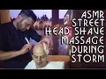 Street Barber Head Shave in Venice with Massage during storm - razor
