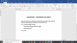 Data Structure TRAVERSING AN ARRAY Algorithm HSC Board Exam Computer Science