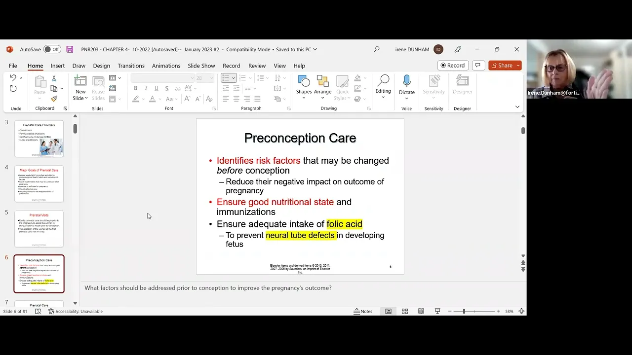 Week 2 Chapter 4 Prenatal Care and Adaptations to Pregnancy