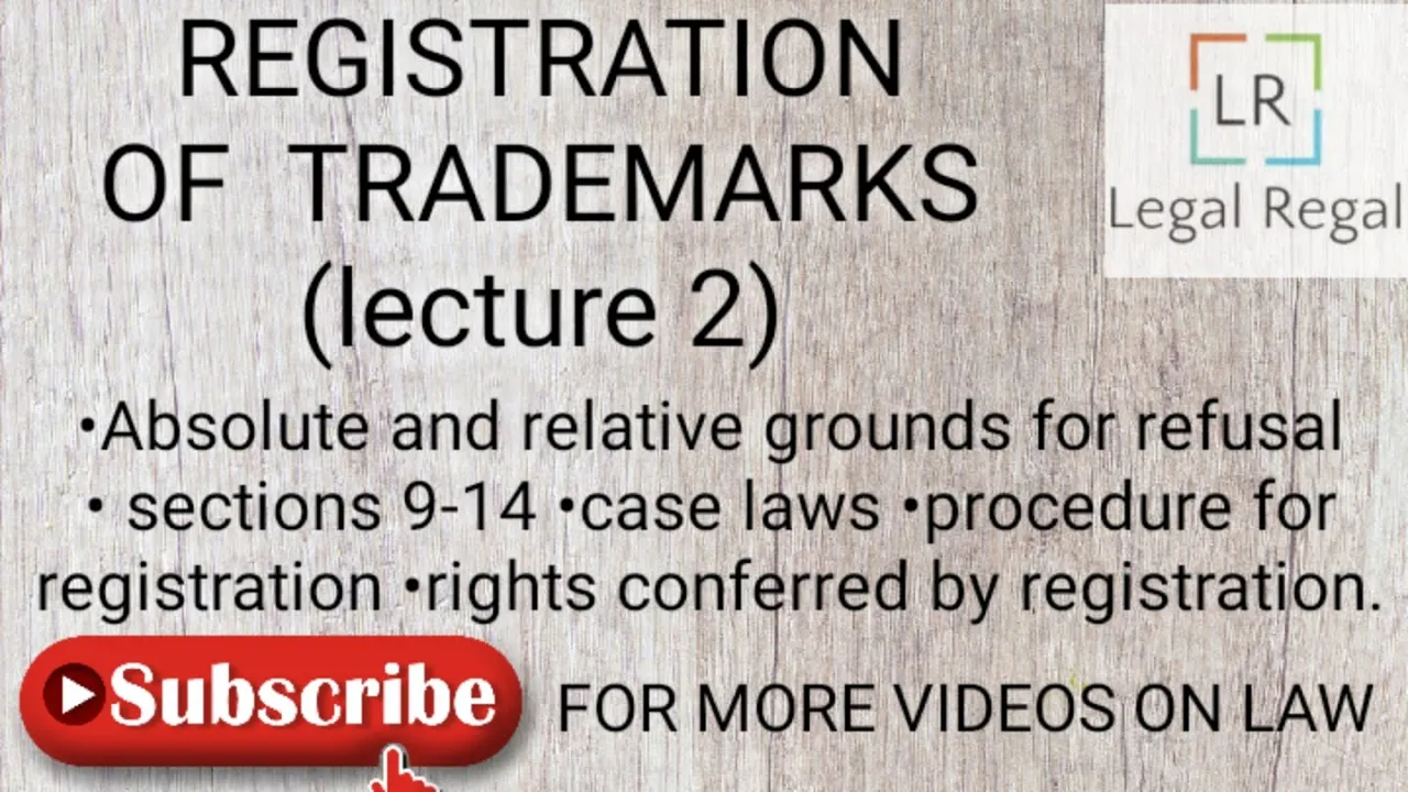 Trademark lecture 2- Grounds for registration| procedure of registration| rights conferred| IPR