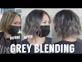 Grey Blending on Short Hair Blending Old Highlights for Natural Grey