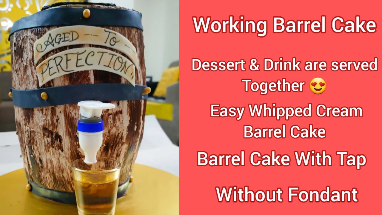 Working Barrel Cake   Live Beer Barrel Whipped Cream Cake making process   Eggless Chocolate Cake