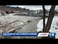 Ice jam builds in Mad River Valley near Moretown and Waitsfield