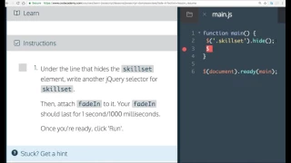Learn Javascript fadeIn Javascript and the DOM Codecademy fadeIn