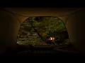 Rain on Tent and Campfire Crackling Near the River - 10 Hrs Video w/ Sounds for Relaxation and Sleep