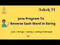 Reverse Each Word In Given String Java Ashok IT