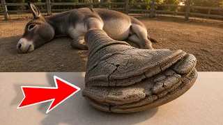 The donkey has exquisite nail-trimming skills, and the process is quite relaxing to watch.